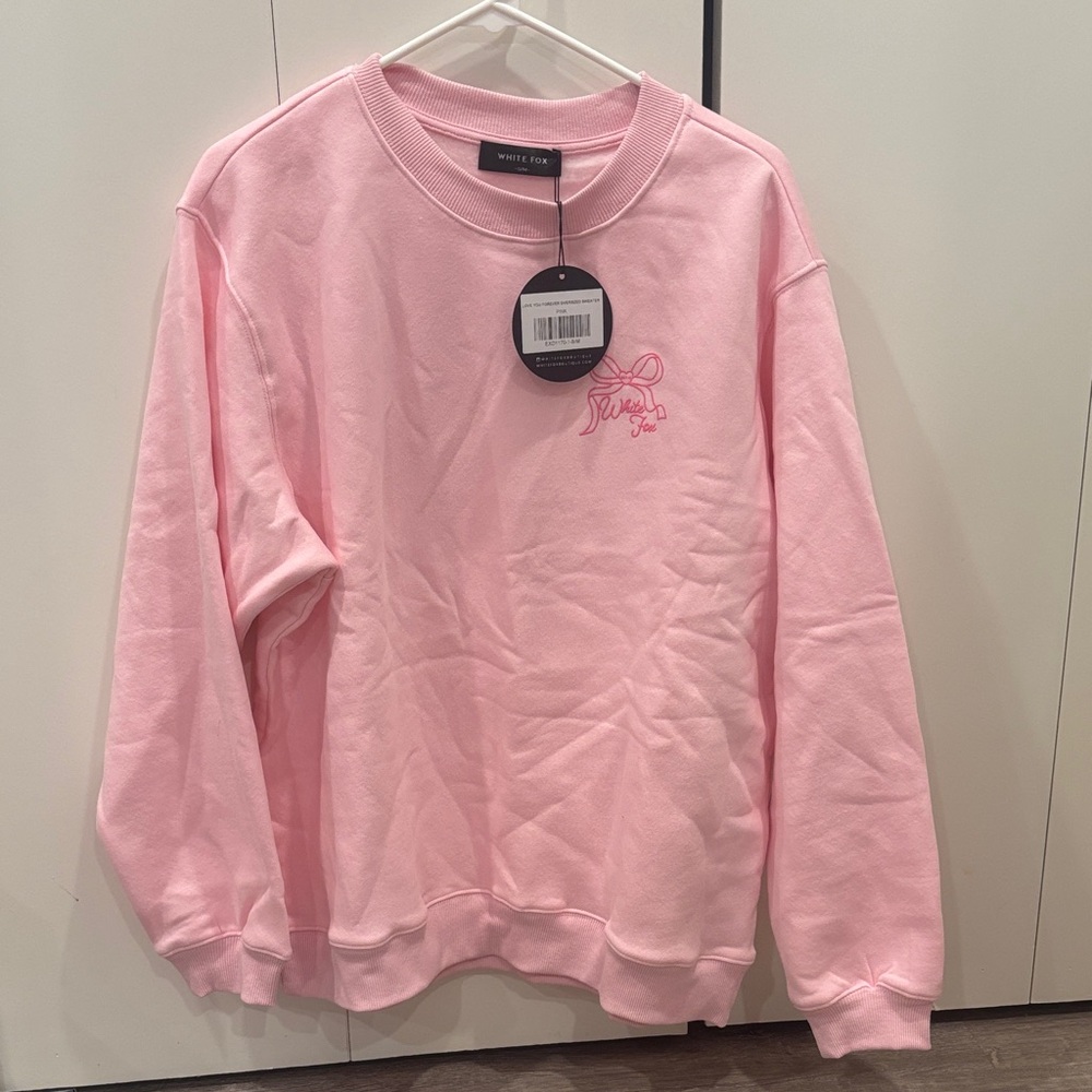 NWT White Fox Love You Forever Pink Crewneck